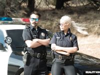 Blonde Spanish Cop Bridgette B Fucks a Sexy Criminal in the Police Car