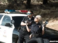 Blonde Spanish Cop Bridgette B Fucks a Sexy Criminal in the Police Car