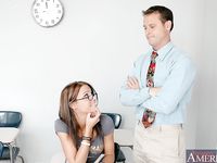 Sultry, Glasses-Wearing Girl Addison Rose Takes Hard Cock in Tight Pussy