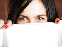 Macy A. Reveals Slim Figure with Dark-Haired Beauty  
Sultry Macy A. Unveils Slim Body Solo