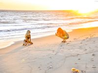 Beach Babes Alexia and Nina Flash Their Tits and Strike Bikini Poses