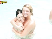 18-Year-Old Girls Jessie Andrews and Megan Have a Poolside Foursome