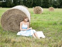 Lesbian Fun Behind the Hay Bale with Young Girls Clara Case and Oxana Chic