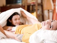 Tiny Lesbians Alya Stark and Ophelia Dust Lick Each Other's Pussies in Bed.