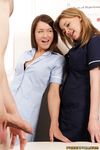 Sexy Doctor and Nurse Examine a Young Bodybuilder's Cock and Have Fun with It.