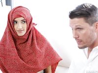 Babe in Fishnets Gets Horny with Dark-Haired GF and Sexy Guy