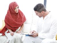 Babe in Fishnets Gets Horny with Dark-Haired GF and Sexy Guy