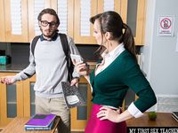 Busty Teacher Lexi Luna Shows Off Huge Fake Tits and Fucks Geeky Guy