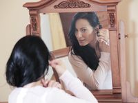 Black-Haired Teen Gets Both Cocks in Her Slim Pussy After Blowjob