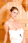 Busty Beauty's Steamy Sauna Handjob
