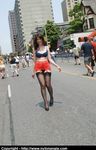 Amateur Babe, Dirty Angie, Struts Main Street in Belt and Nylon Stockings