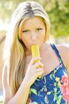 Blonde Sydney Goes Bare and Fucks a Banana in Public