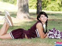 Sexy Pom-Pom Girl Shyla Jennings Flashes Her Pussy and Gorgeous Tits with Ease