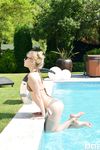Slim Teen Alecia Fox Teases with Her Wet Body and Plays by the Pool Edge