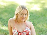 Blonde Teen Jenn Flashes Tits and Plays with Pussy in the Park