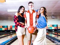 Stunning Babes Armani Black and Aubrey Babcock Go Bowling