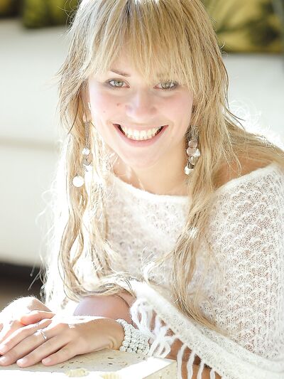 Blonde Babe with a Gorgeous Smile, Marina Reveals Her Sweet, Natural Tits