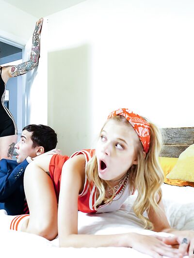 Coco Lovelockot and Rocky Emerson tag-team a cocky teen for a hot threesome