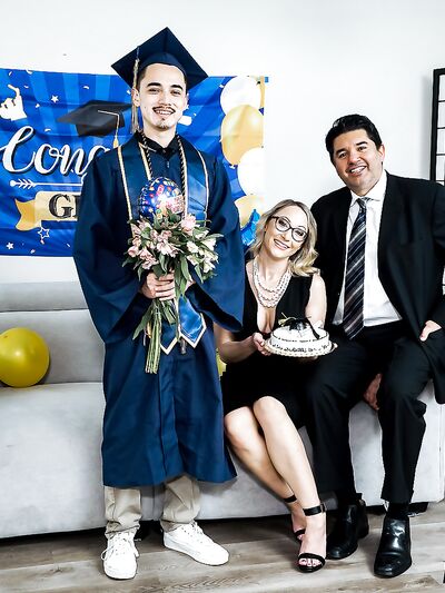 Insatiable Mature Glasses MILF Fucks Stepson After Graduation Photos (Crystal Clark)