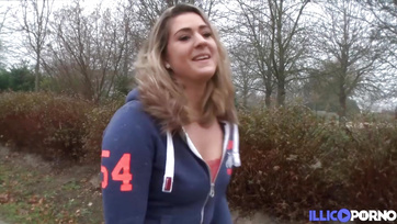 Big-titted blonde-brunette MILF getting fucked with a dildo