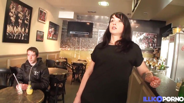 Seductive MILF Waitress Spreads Legs for Lucky Customer