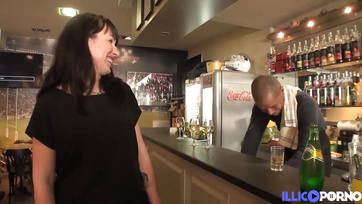 Seductive MILF Waitress Spreads Legs for Lucky Customer