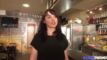 Seductive MILF Waitress Spreads Legs for Lucky Customer