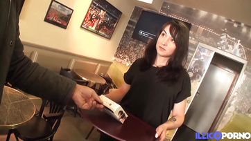 Seductive MILF Waitress Spreads Legs for Lucky Customer