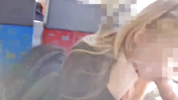 Train Blowjob by Horny Amateur Chick for Her Boyfriend's Tiny Sausage