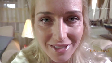 Blonde MILF Bombshell in Nylon Stockings Fantasizes About a Big Cock