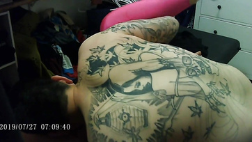 Hubby Bangs Nympho Asian Wife in Ripped Leggings
