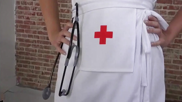 Slamming my swollen cock onto the angelic face of the sexy nurse