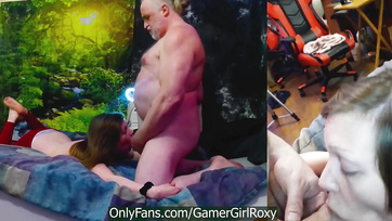 Lucky Old Guy Blows in Naughty Teen's Mouth