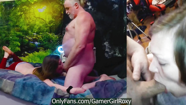Lucky Old Guy Blows in Naughty Teen's Mouth