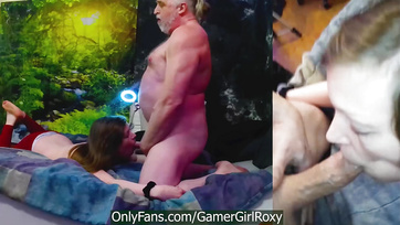 Lucky Old Guy Blows in Naughty Teen's Mouth