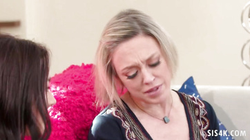 Milf with Big Tits Stripped by Lesbian Teen During Massage