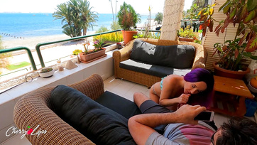 Fast and Wild Fuck with My Dad's Friend on the Terrace