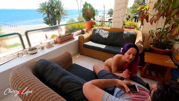 Fast and Wild Fuck with My Dad's Friend on the Terrace