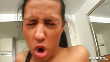Big Chocolate Cock Plunges into Busty Local Girl's Muff