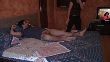 Wife Playfully Bounces on Husband's Cock in Amazon Sex Position