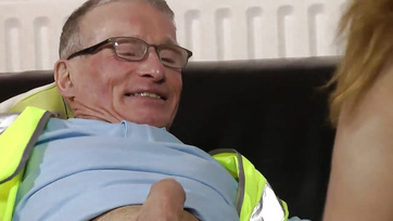 Thrilled Old Man Enjoyed the Small Cock of the Horny MILF in Stockings Without a Dick