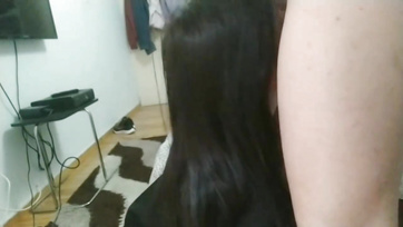 Slipped my cock between the busty spinner's tits and got a good blowjob