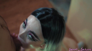 Inked Teen Slut Gets Facialized at the End of the Ride