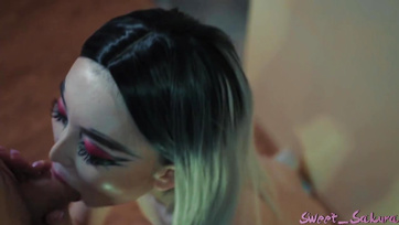 Inked Teen Slut Gets Facialized at the End of the Ride