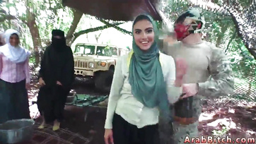 Soldiers Offer Their Erect Cocks to Hot Arab Babes for a Cum Feast