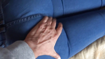 Stylish Mature Amateur Wife with Hairy Pussy in Denim Skirt