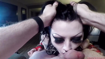 Big Hard Cock Slams into Busty Goth Slut's Wet Pussy