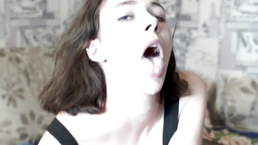 Slender Russian Babe Sucks Cock and Swallows Cum - Mix