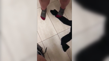 Public Bathroom Blowjob from Cute Afro-American Babe