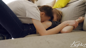 18-Year-Old Classmate's Muff Pounded on the Couch